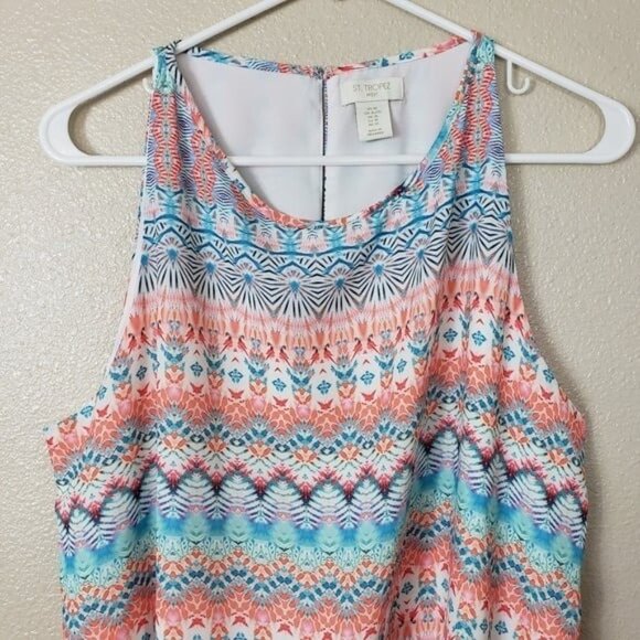 St. Tropez West XL Top Sleeveless Keyhole Back COLORFUL Beach Vacation - Picture 2 of 9